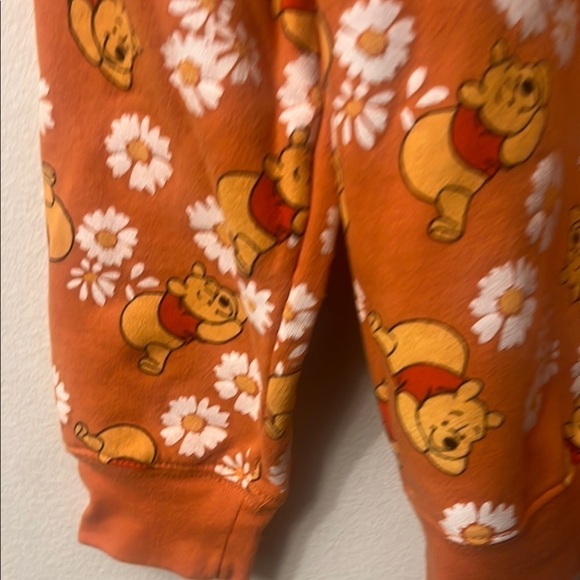 Rusty Orange Winnie the Pooh Crewneck Sweater Floral Print pit to pit 21 (331) - Picture 3 of 8